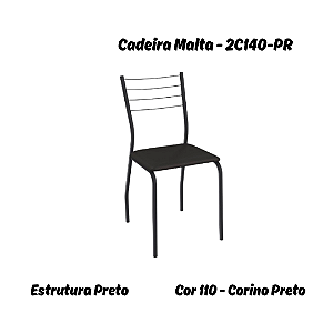 Par de Cadeiras Malta - 2C140-PR - Corino Preto - Kappesberg Crome