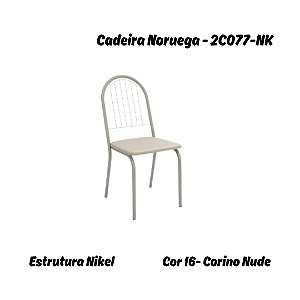 Par de Cadeiras Noruega - 2C077-NK - Corino Nude - Kappesberg Crome