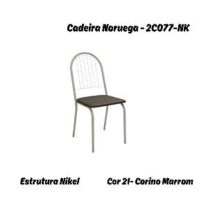 Par de Cadeiras Noruega - 2C077-NK - Corino Marrom - Kappesberg Crome