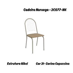Par de Cadeiras Noruega - 2C077-NK - Corino Capuccino - Kappesberg Crome