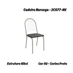 Par de Cadeiras Noruega - 2C077-NK - Corino Preto - Kappesberg Crome