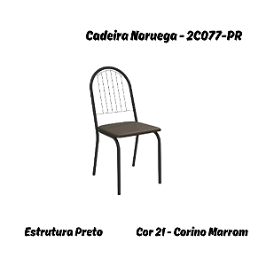 Par de Cadeiras Noruega - 2C077-PR - Corino Marrom - Kappesberg Crome