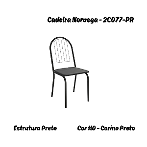 Par de Cadeiras Noruega - 2C077-PR - Corino Preto - Kappesberg Crome