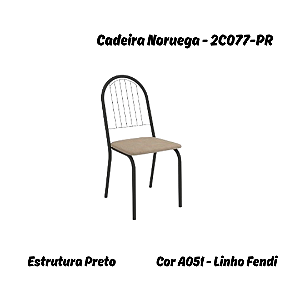 Par de Cadeiras Noruega - 2C077-PR - Linho Fendi - Kappesberg Crome