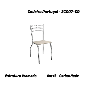 Par de Cadeiras Portugal - 2C007-CR - Corino Nude - Kappesberg Crome