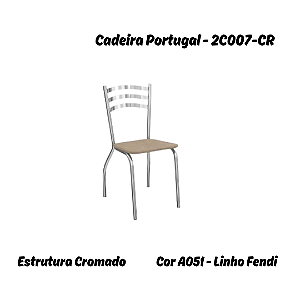 Par de Cadeiras Portugal - 2C007-CR - Linho Fendi - Kappesberg Crome