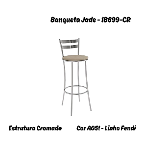 Banqueta Jade - 1B699-CR - Linho Fendi - Kappesberg Crome