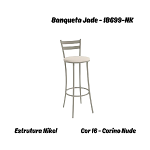 Banqueta Jade - 1B699-NK - Corino Nude - Kappesberg Crome