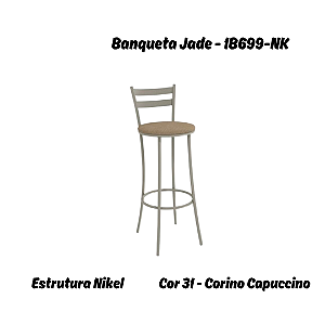 Banqueta Jade - 1B699-NK - Corino Capuccino - Kappesberg Crome