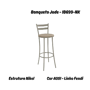 Banqueta Jade - 1B699-NK - Linho Fendi - Kappesberg Crome