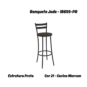 Banqueta Jade - 1B699-PR - Corino Marrom - Kappesberg Crome