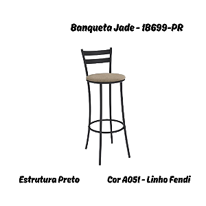 Banqueta Jade - 1B699-PR - Linho Fendi - Kappesberg Crome
