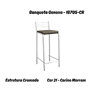 Banqueta Genova - 1B705-CR - Corino Marrom - Kappesberg Crome