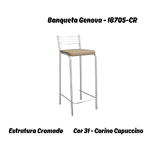 Banqueta Genova - 1B705-CR - Corino Capuccino - Kappesberg Crome