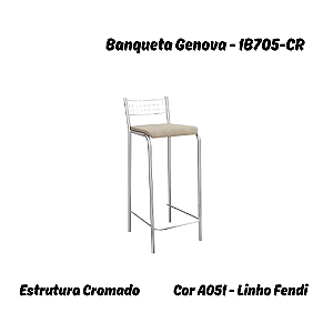 Banqueta Genova - 1B705-CR - Linho Fendi - Kappesberg Crome