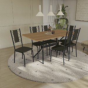 Conjunto Mesa Loire 160cm + 06 Cadeiras Lisboa - Kappesberg Crome