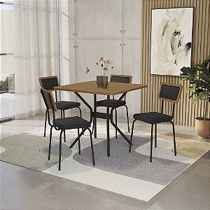 Conjunto Mesa Loire 90cm + 04 Cadeiras Petra - Kappesberg Crome