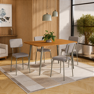 Conjunto Mesa Iguaçu 136cm + 04 Cadeiras Denali - Kappesberg Crome