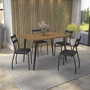 Conjunto Mesa Iguaçu 120cm + 04 Cadeiras Bali - Kappesberg Crome