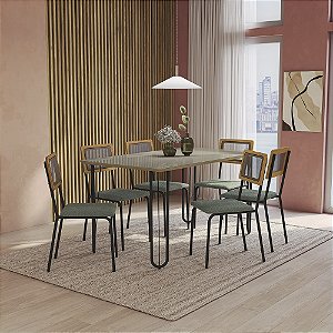 Conjunto Mesa Constanza 160cm + 06 Cadeiras Brisa - Kappesberg Crome