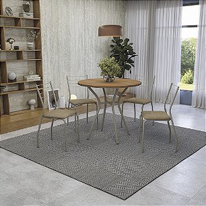Conjunto Mesa Sardenha 90cm + 04 Cadeiras Bali - Kappesberg Crome