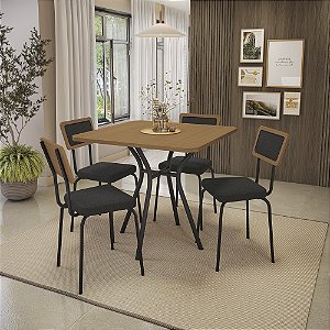 Conjunto Mesa Sardenha 90cm + 04 Cadeiras Petra - Kappesberg Crome