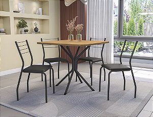 Conjunto Mesa Creta 90cm + 04 Cadeiras Malta - Kappesberg Crome