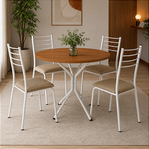 Conjunto Mesa Creta 90cm + 04 Cadeiras Malta - Kappesberg Crome