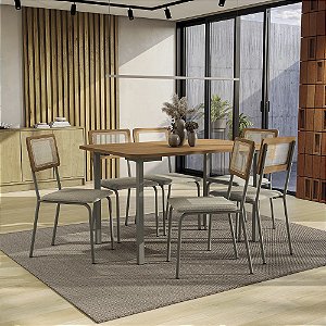 Conjunto Mesa Santorini 136cm + 06 Cadeiras Brisa - Kappesberg Crome