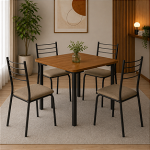 Conjunto Mesa Santorini 90cm + 04 Cadeiras Malta - Kappesberg Crome
