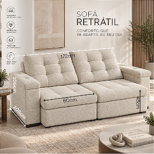 Sofá Retrátil e Reclinável EDGE 172cm - Estofados Rincão