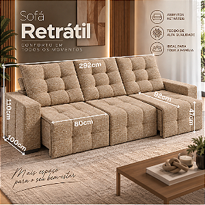 Sofá Retratil e Reclinável Kona 292cm - Estofados Rincão