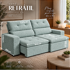 Sofá Retrátil e Reclinável Lancer 210cm - Estofados Rincão