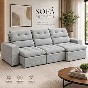 Sofá Retrátil e Reclinável Lancer 322cm - Estofados Rincão