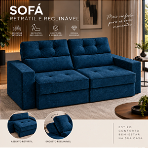 Sofá Retratil e Reclinável Strada 220cm - Estofados Rincão