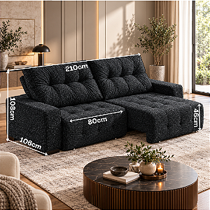 Sofá Retrátil e Reclinável Boreal 210cm - Estofados Rincão