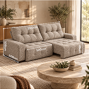 Sofá Retrátil e Reclinável Boreal 250cm - Estofados Rincão