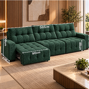 Sofá Retrátil e Reclinável Boreal 322cm - Estofados Rincão