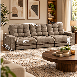 Sofá Retrátil e Reclinável Equus 322cm - Estofados Rincão