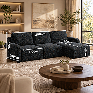Sofá Retrátil e Reclinável Macan 296cm - Estofados Rincão