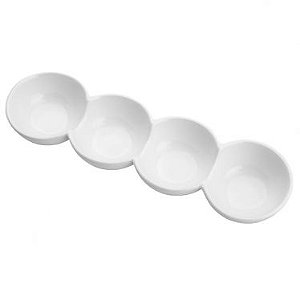 PETISQUEIRA PORCELANA COM 4 DIVISÕES ROUND BRANCA