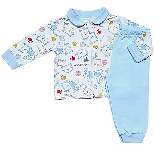 Conjunto Moletinho Flanelado Gatinhos- Blusa e Calça