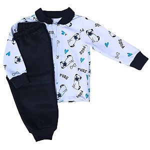 Conjunto Moletinho Flanelado Pug - Blusa e Calça