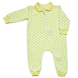 Macacão Moletinho Amarelo com Poá