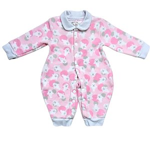 Macacão MicroSoft Rosa Leão Marinho - Gola branca (RN e P)