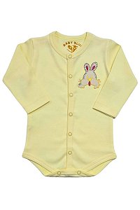 BODY MANGA LONGA AMARELO - BOTÃO FRONTAL