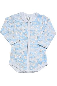 BODY MANGA LONGA PINGUINS - BOTÃO FRONTAL