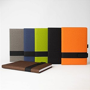 Caderneta em Linho 21x15cm com Porta Caneta Personalizada
