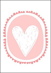 Quadro Infantil Coração branco fundo rosa