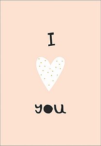 Quadro Infantil I Love You rosa